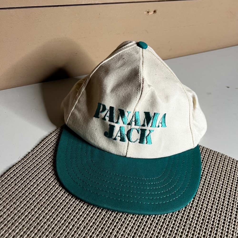 Panama Jack Two-Tone Cream and Teal Embroidered Baseball Cap